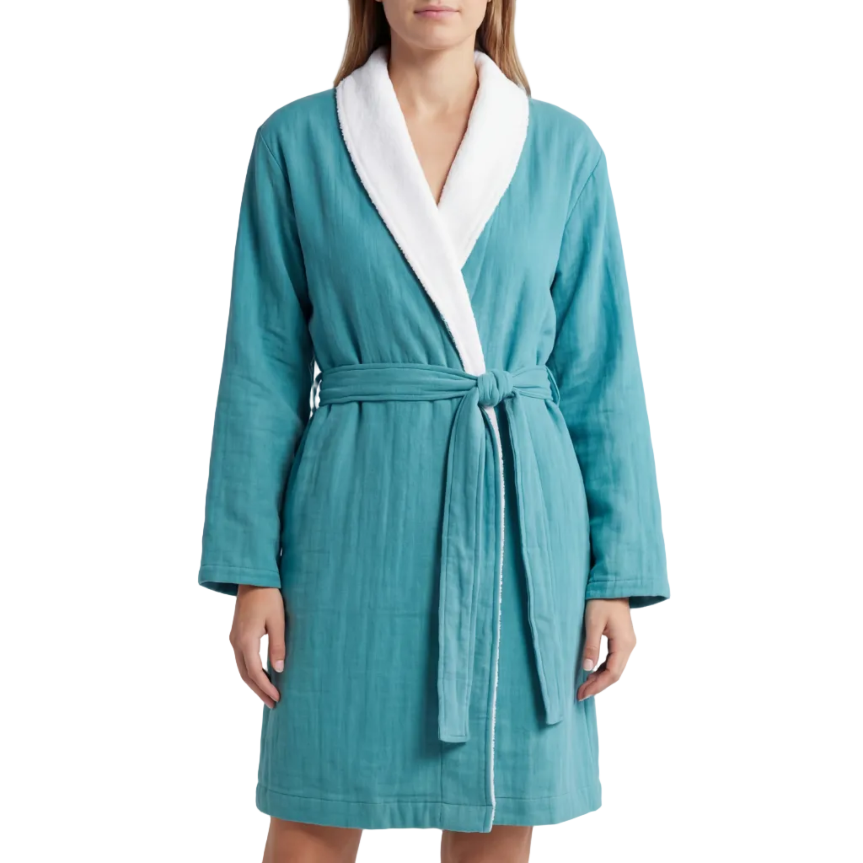 Soluna – Double-Side Muslin/Terry Shawl Robe – Pure Fiber, view 10