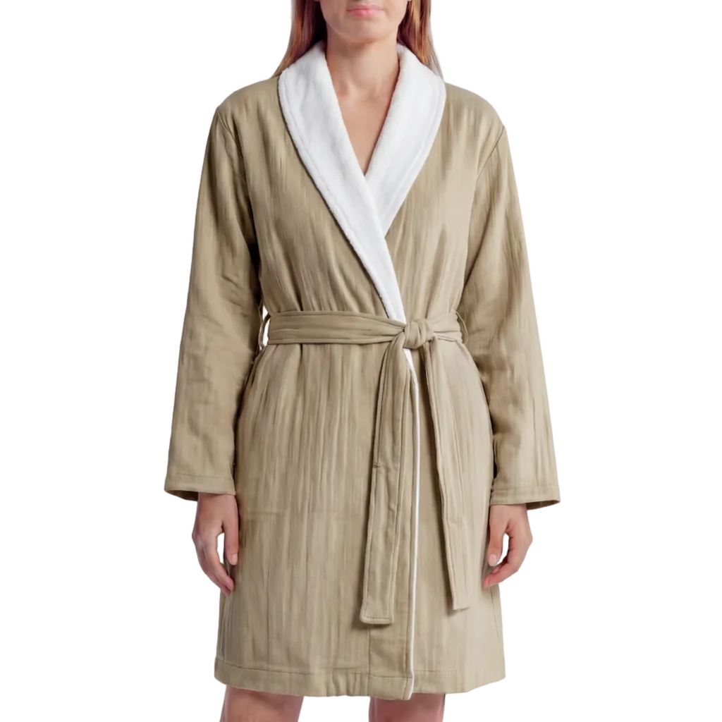 Soluna – Double-Side Muslin/Terry Shawl Robe – Pure Fiber, view 18
