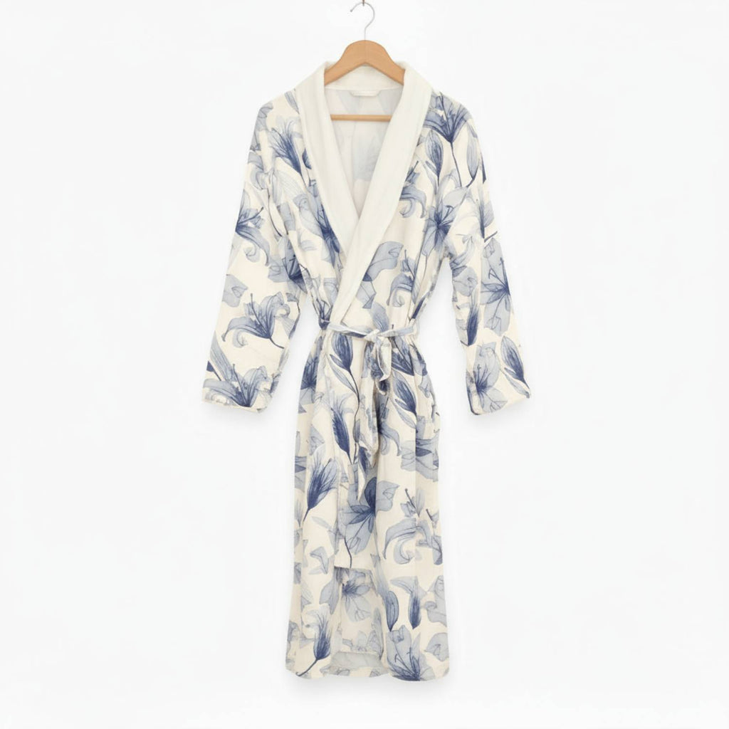 Soluna – Double-Side Muslin/Terry Shawl Robe – Pure Fiber