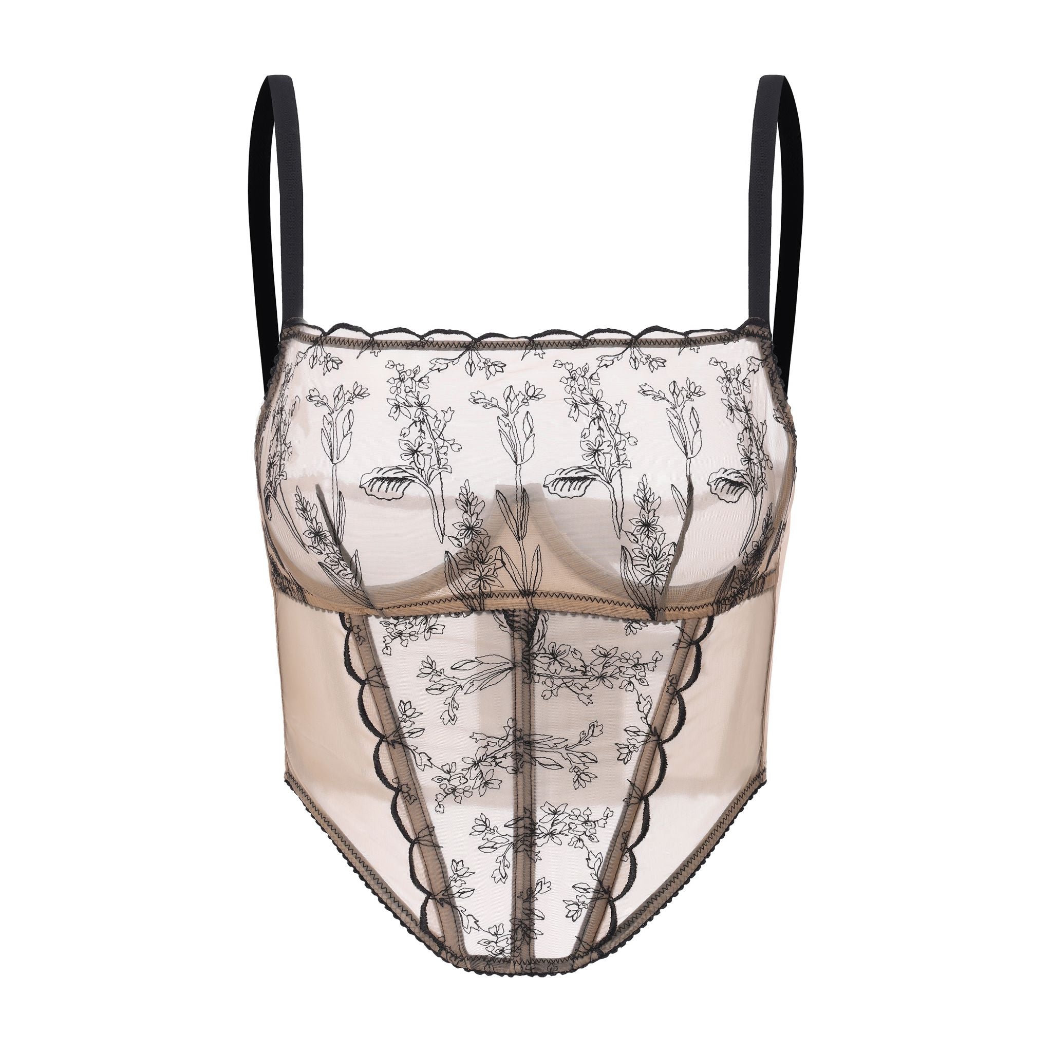 Amour d'Agnette Kim High-Neck Embroidered Bustier — bustier product shot front