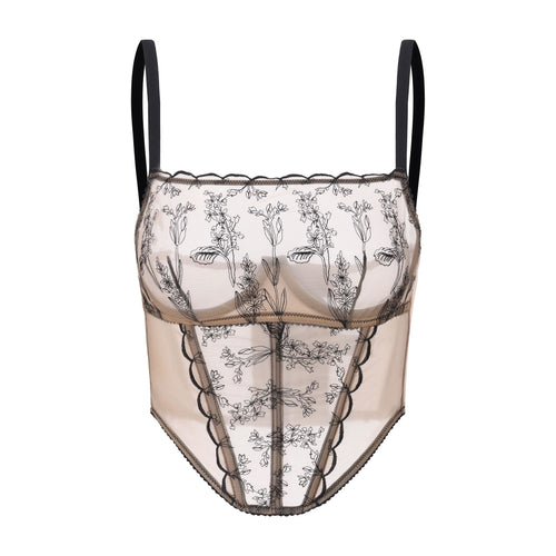 Amour d'Agnette Kim High-Neck Embroidered Bustier — bustier product shot front