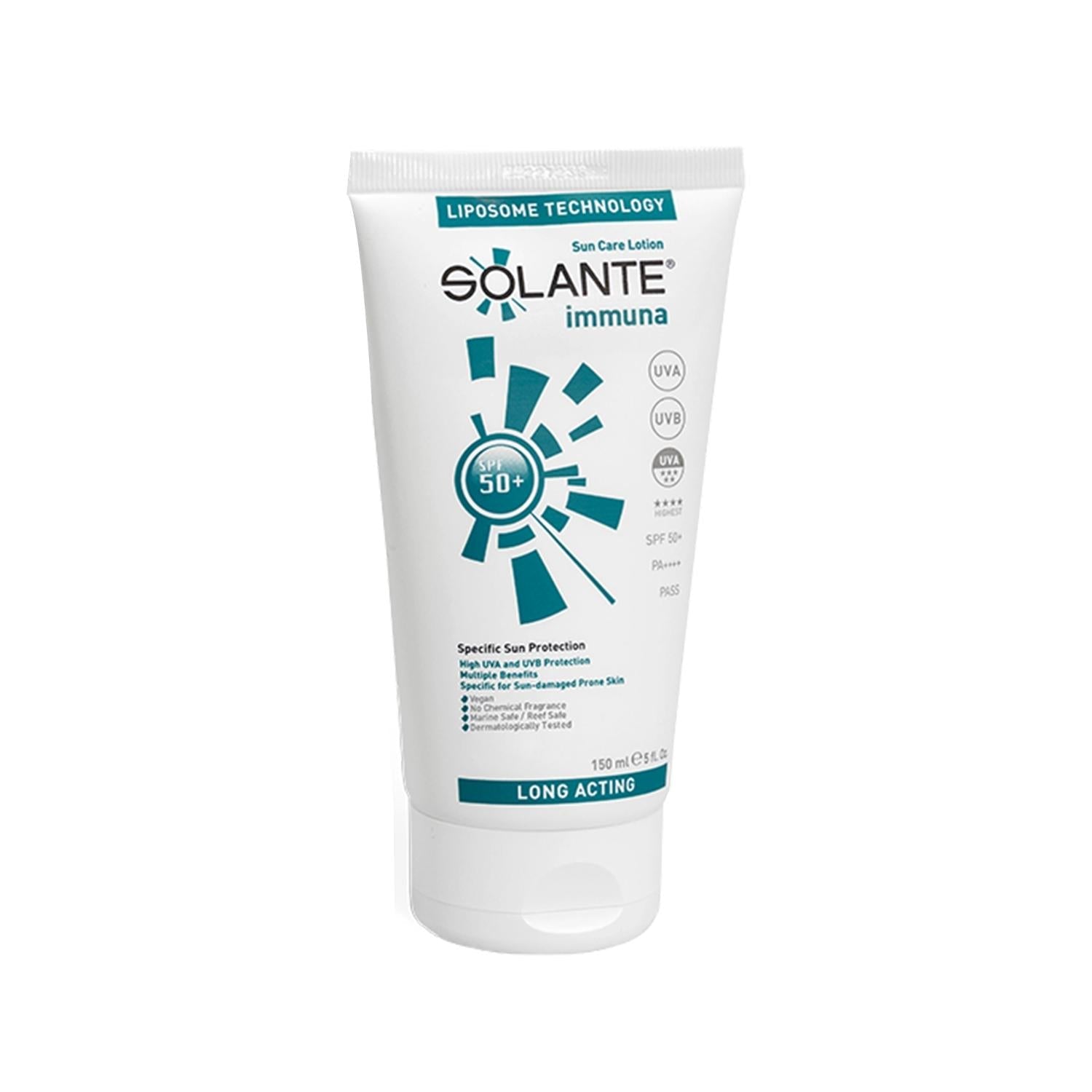 Solante Immuna SPF 50+ Sunscreen Lotion: Broad Spectrum Protection, Prevents Sunburn & Skin Aging - 150ml