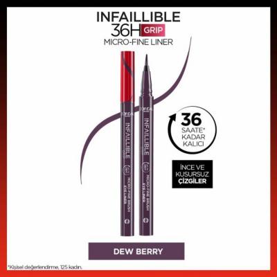 Loreal Paris Infaillible 36H Grip Micro Fine Eyeliner - 04 Dew Berry, Long Lasting & Waterproof Eyeliner with 0.1 mm Fine Tip