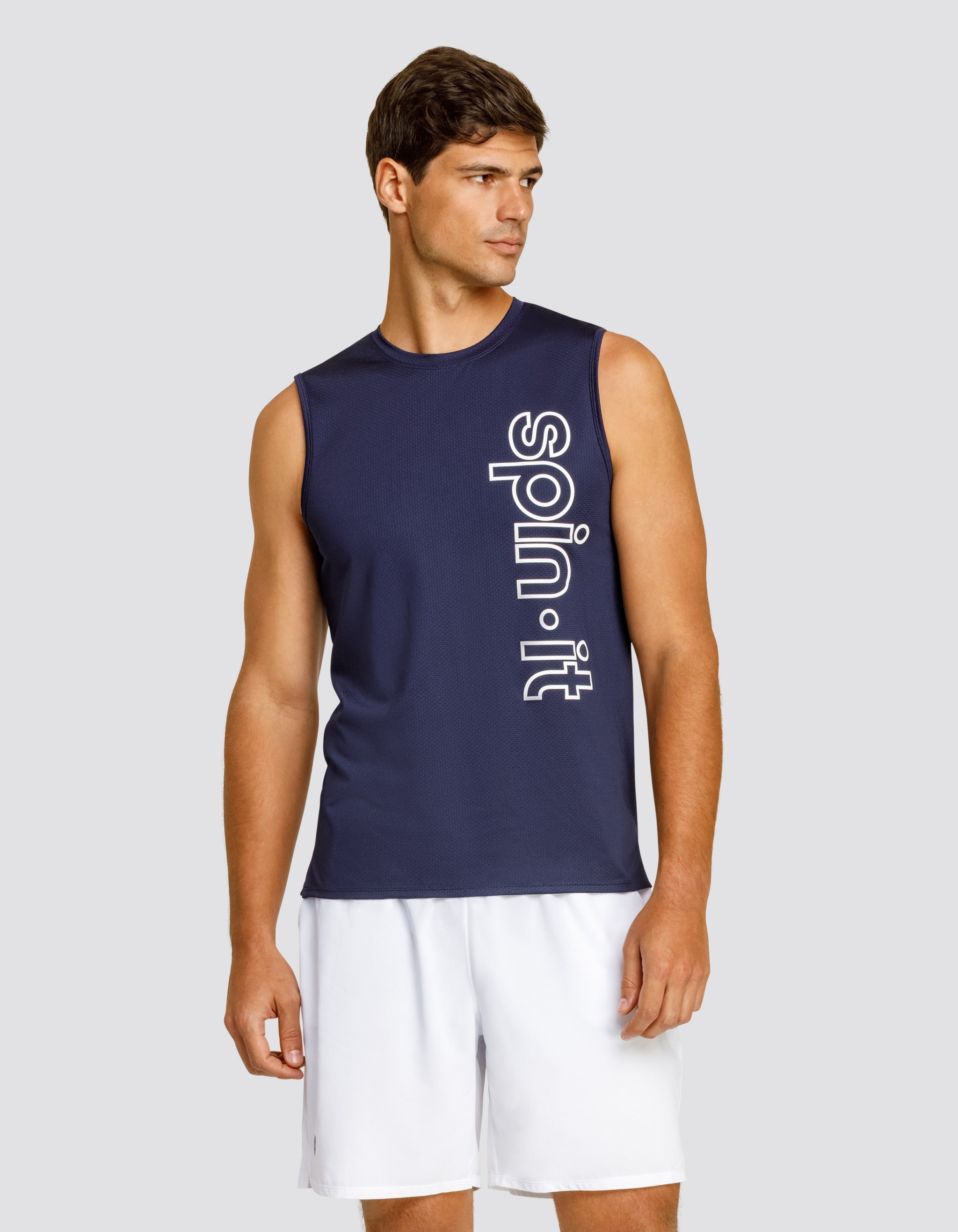 JOSH MUSCLE TANK - NAVY BLUE LOGO