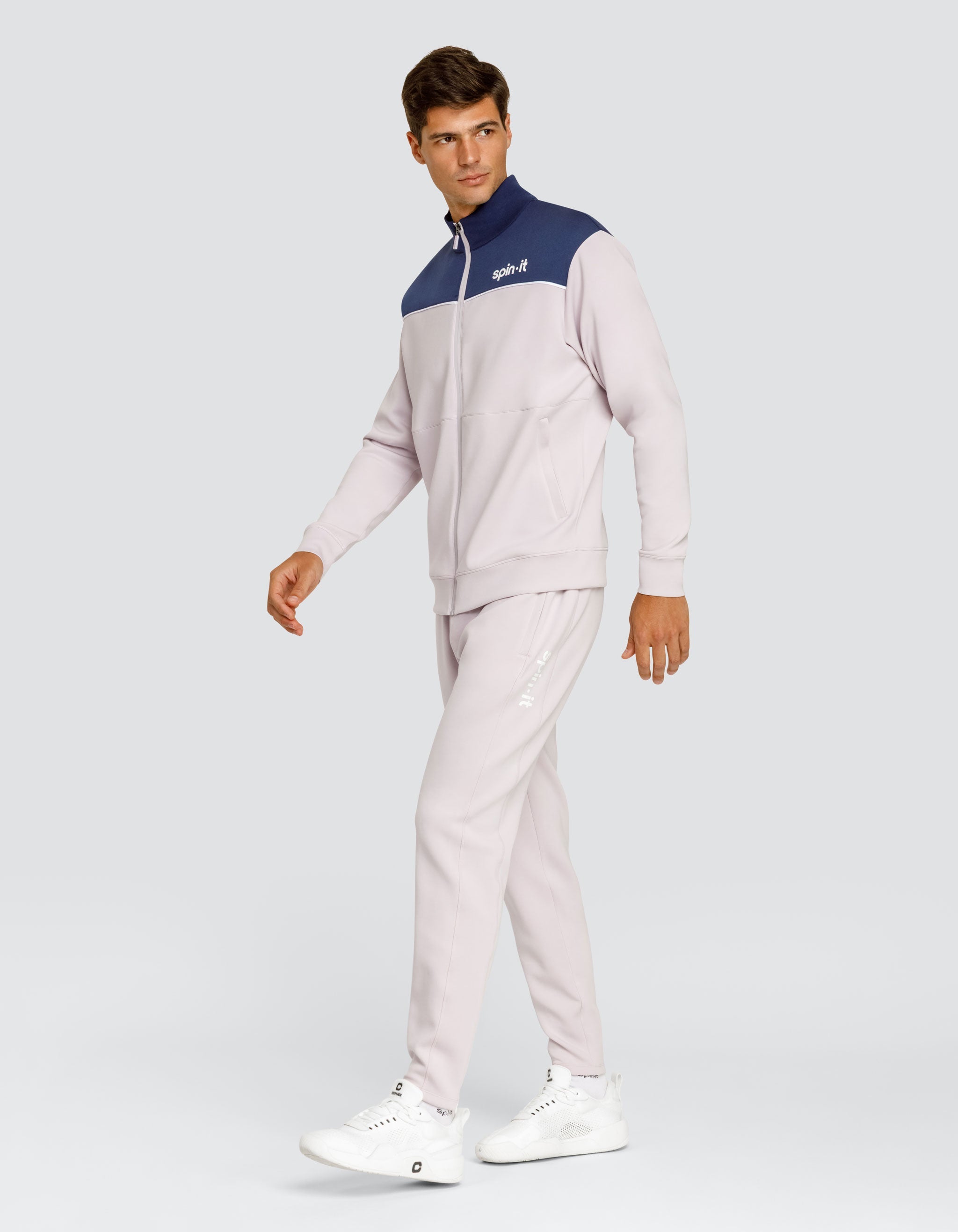 EURO MOCK NECK ZIP FRONT JACKET - MISTY LILAC
