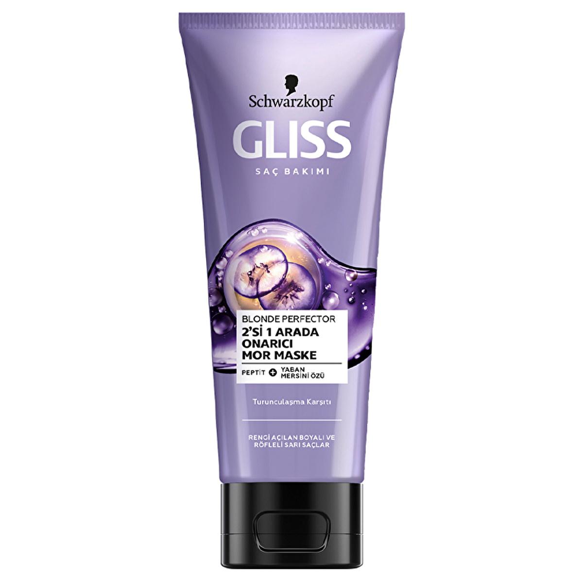 Gliss Blonde Perfector Purple Hair Mask: Anti-Brass, Color Correcting, & Peptide Repair for Blonde & Color Treated Hair