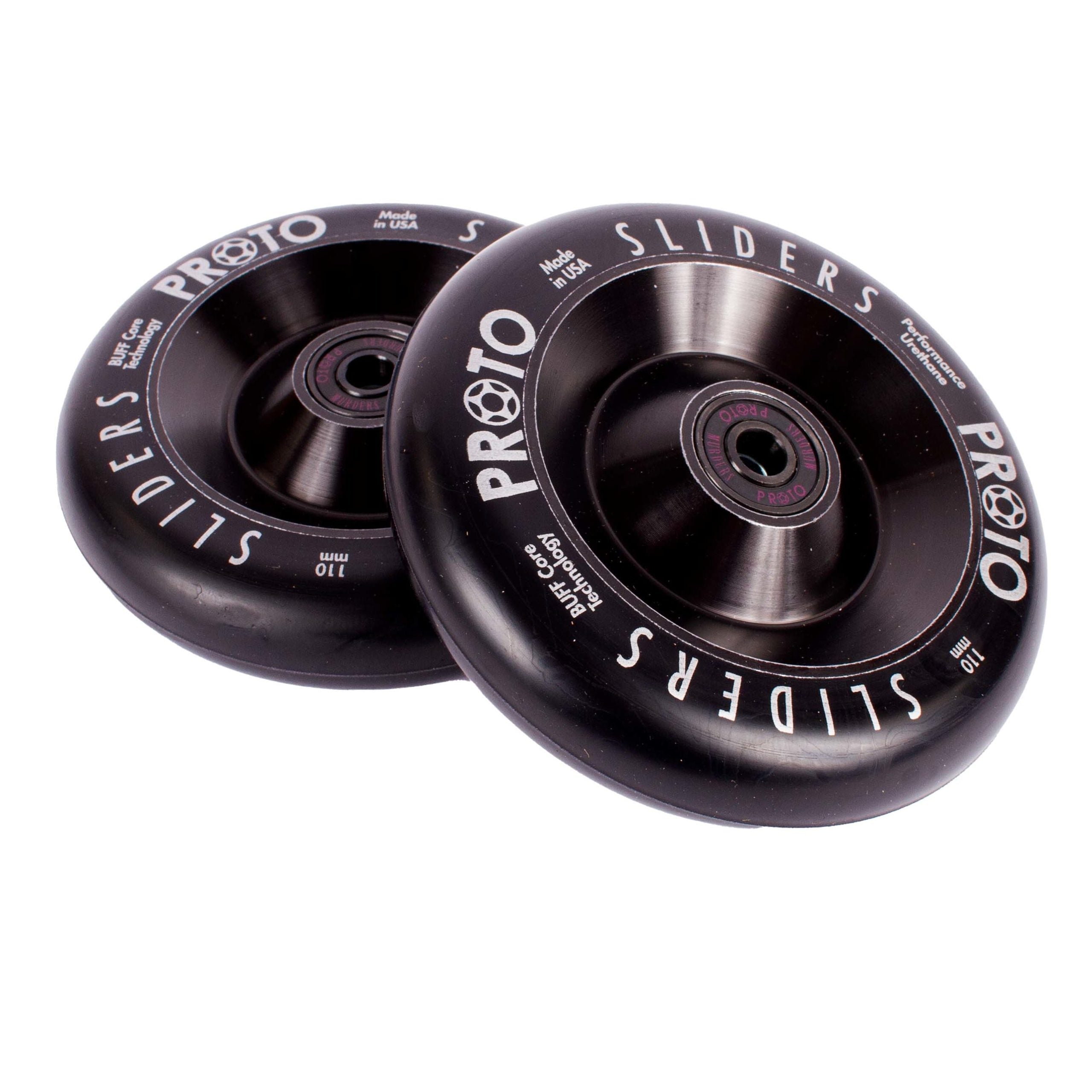 Proto Wheels Classic Full Core Sliders 110mm - Black On Black (Pair)
