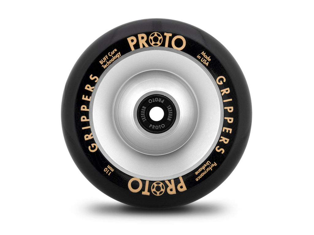 Proto Wheels Classic Full Core Grippers 110mm Black on Raw (Pair) by Skates USA