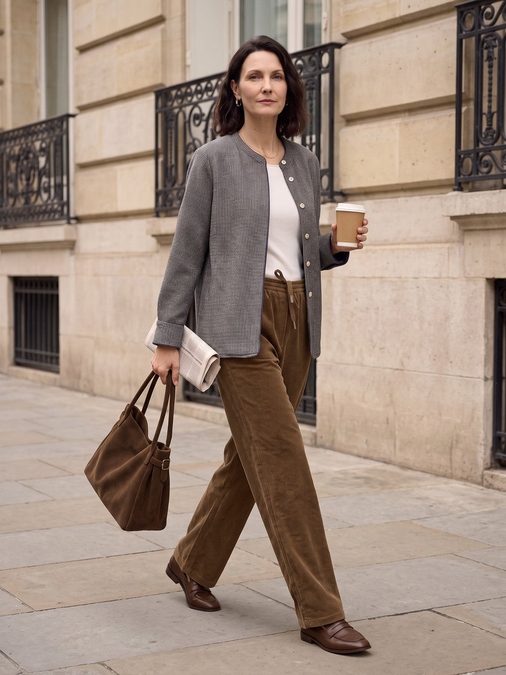 Organic Cotton Corduroy Drawstring Waist Straight Leg Pants ALORA