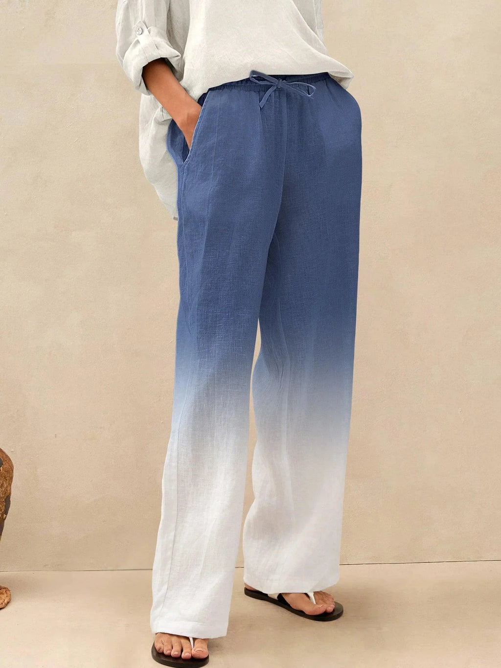 LINTICO 100% Linen Classic Pants LYON — fabric or material detail
