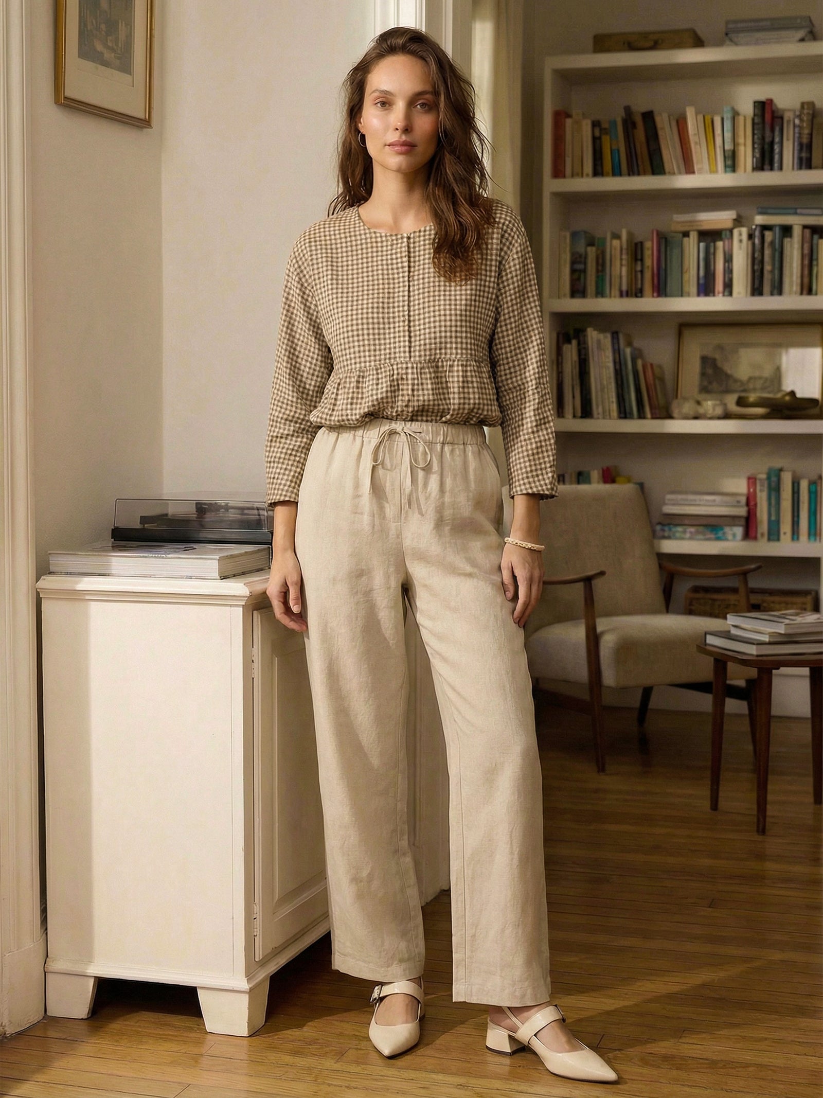 LINTICO 100% Linen Classic Pants LYON — construction detail