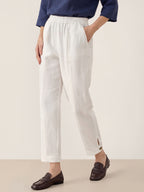 LINTICO 100% Linen Straight-Leg Pants with Elastic Waist PATRICE — main product shot