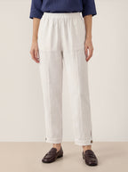 LINTICO 100% Linen Straight-Leg Pants with Elastic Waist PATRICE — construction detail