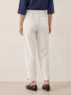 LINTICO 100% Linen Straight-Leg Pants with Elastic Waist PATRICE — LINTICO branding close-up