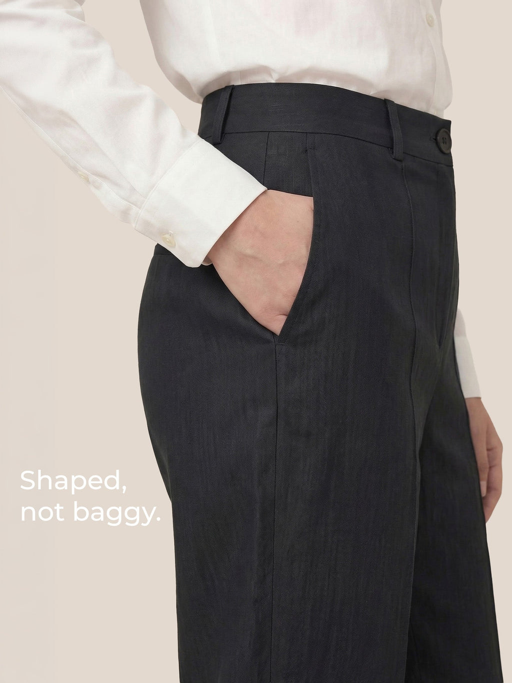 LINTICO Linen Tailored Straight Cropped Pants LOGAN — lifestyle worn / used context