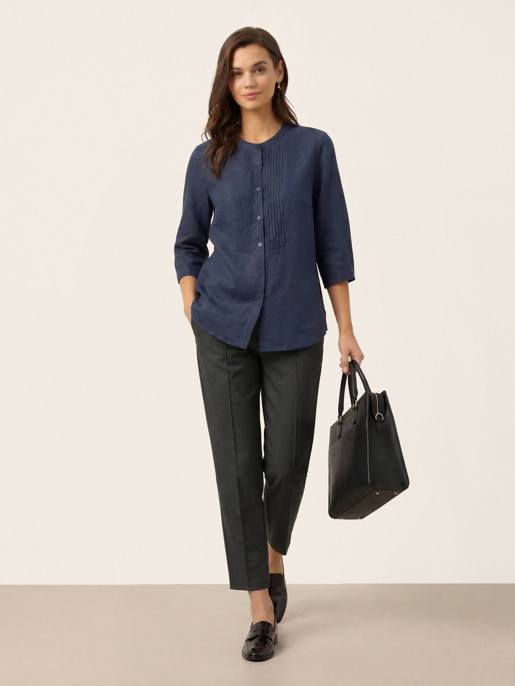 LINTICO Linen Tailored Straight Cropped Pants LOGAN — detail shot 8