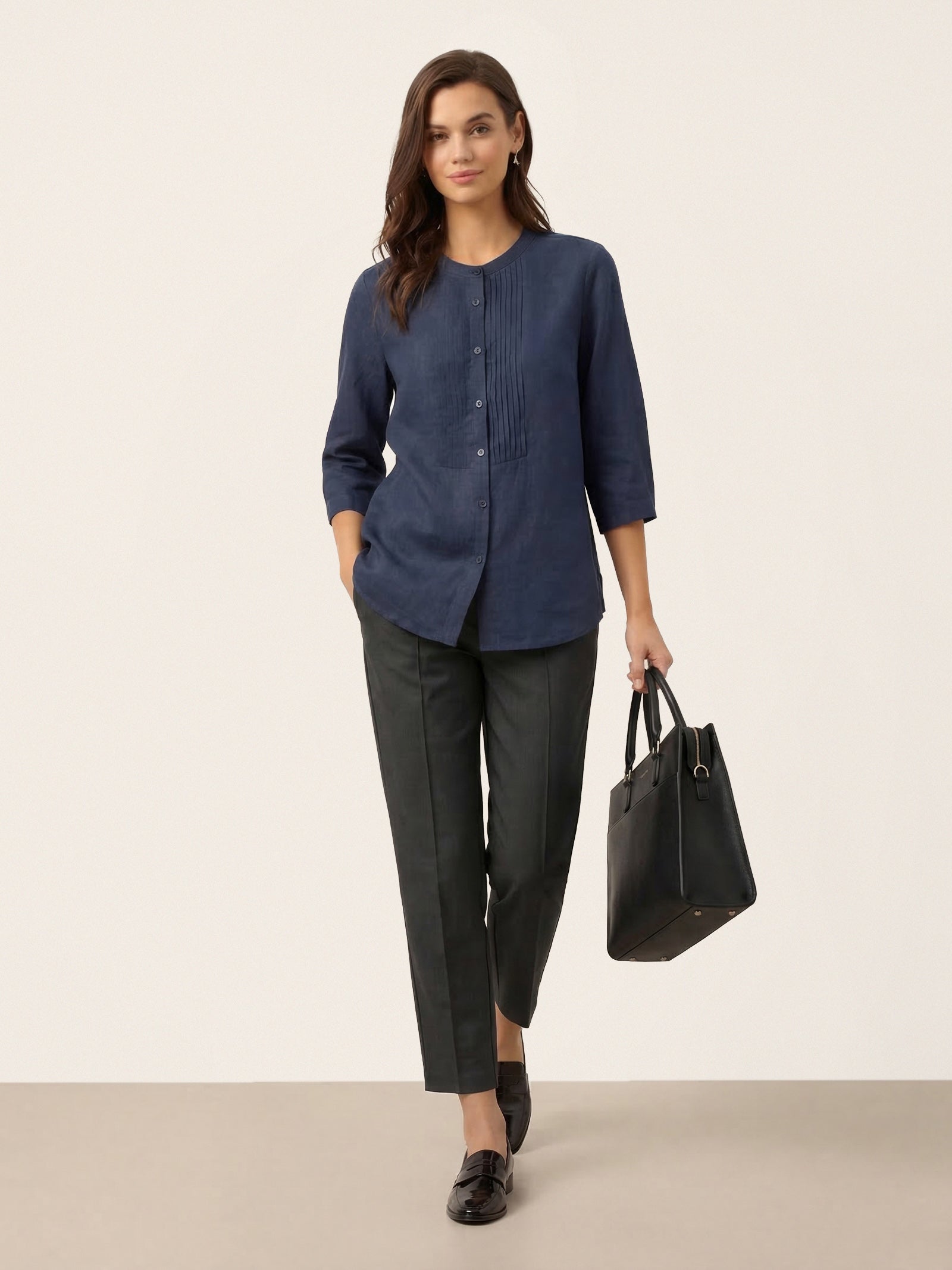 LINTICO Linen Tailored Straight Cropped Pants LOGAN — detail shot 8