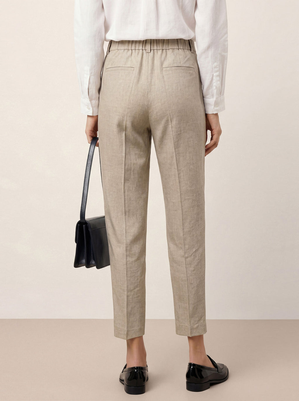 LINTICO Linen Tailored Straight Cropped Pants LOGAN — fabric or material detail