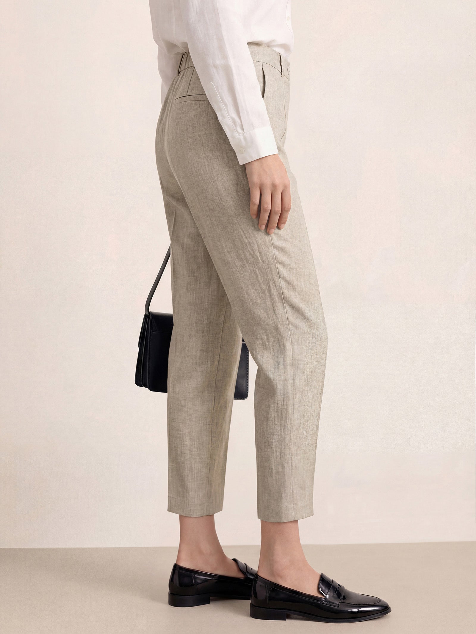 LINTICO Linen Tailored Straight Cropped Pants LOGAN — comparison shot