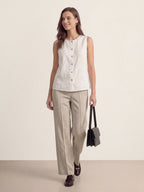 Linen Tailored Wide Leg Full Length Pants LEIGHTON