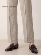 Linen Tailored Wide Leg Full Length Pants LEIGHTON