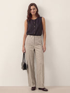 LINTICO Linen Tailored Wide Leg Full Length Pants LEIGHTON — detail shot 10