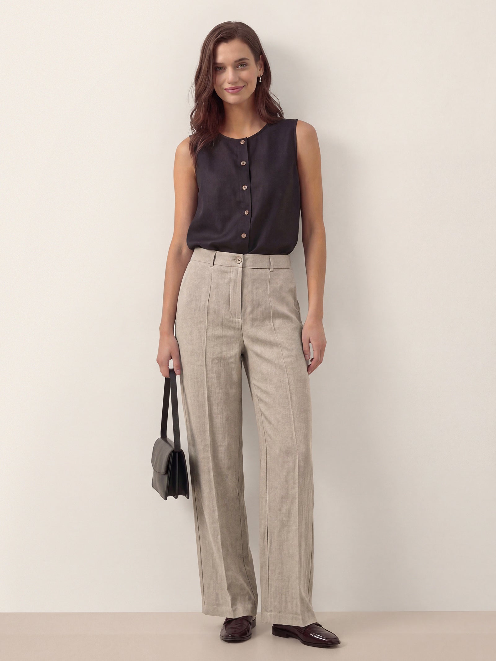 LINTICO Linen Tailored Wide Leg Full Length Pants LEIGHTON — detail shot 10