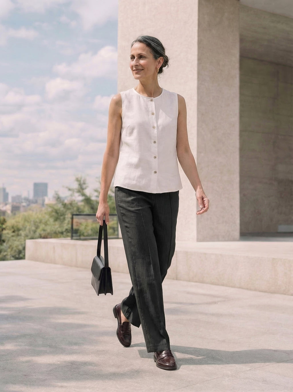 LINTICO Linen Tailored Wide Leg Full Length Pants LEIGHTON — construction detail