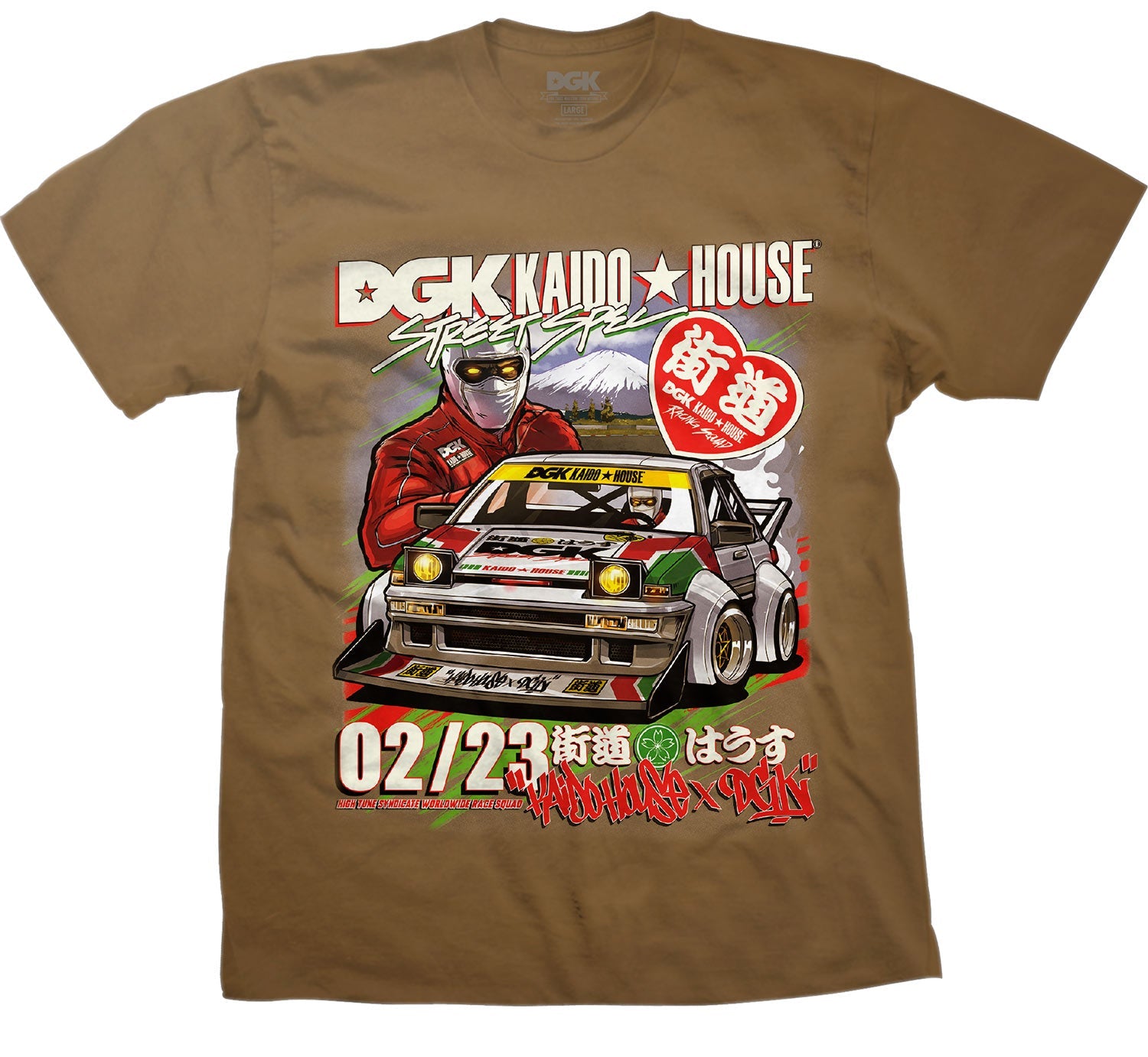 DGK x Kaido House Raceway Boxy T-Shirt - Wheat
