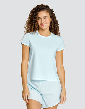 BIJOU BOXY SHORT SLEEVE TOP - BLUE GLOW
