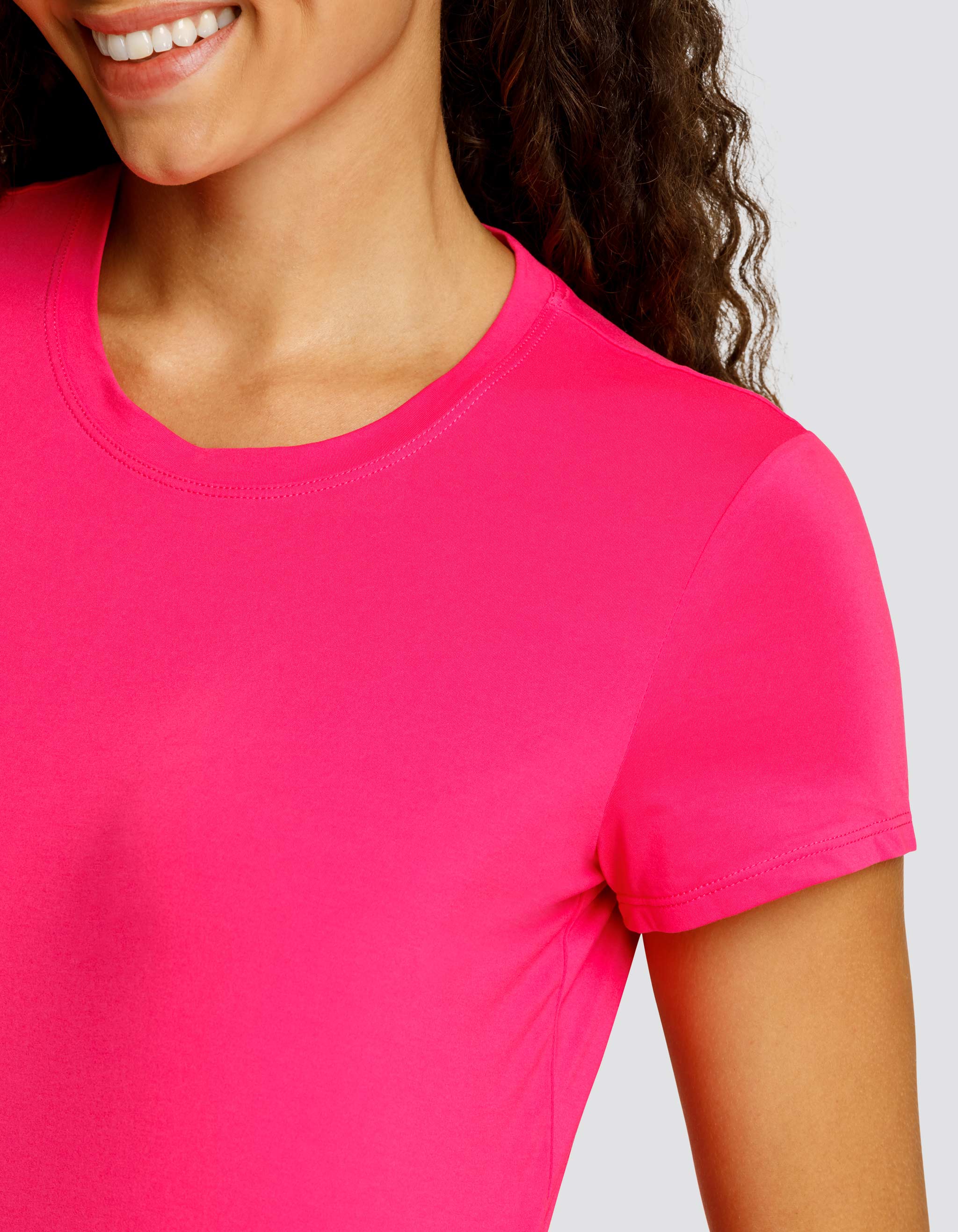 BIJOU BOXY SHORT SLEEVE TOP - VIVID PINK