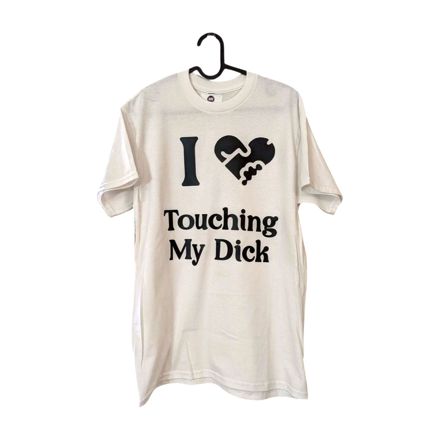 Hustle City Clothing I ♥ Touching My Dick Graphic T-Shirt — fabric or material detail