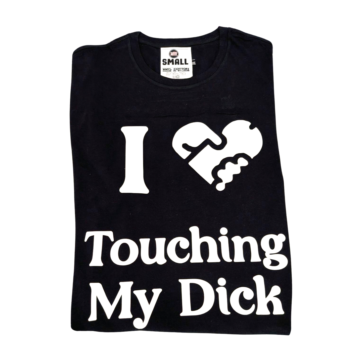 Hustle City Clothing I ♥ Touching My Dick Graphic T-Shirt — detail close-up