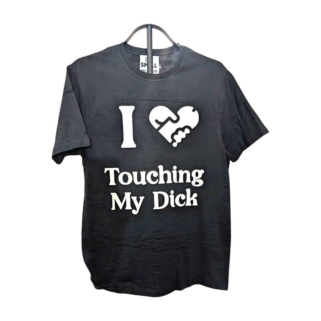 Hustle City Clothing I ♥ Touching My Dick Graphic T-Shirt — size reference