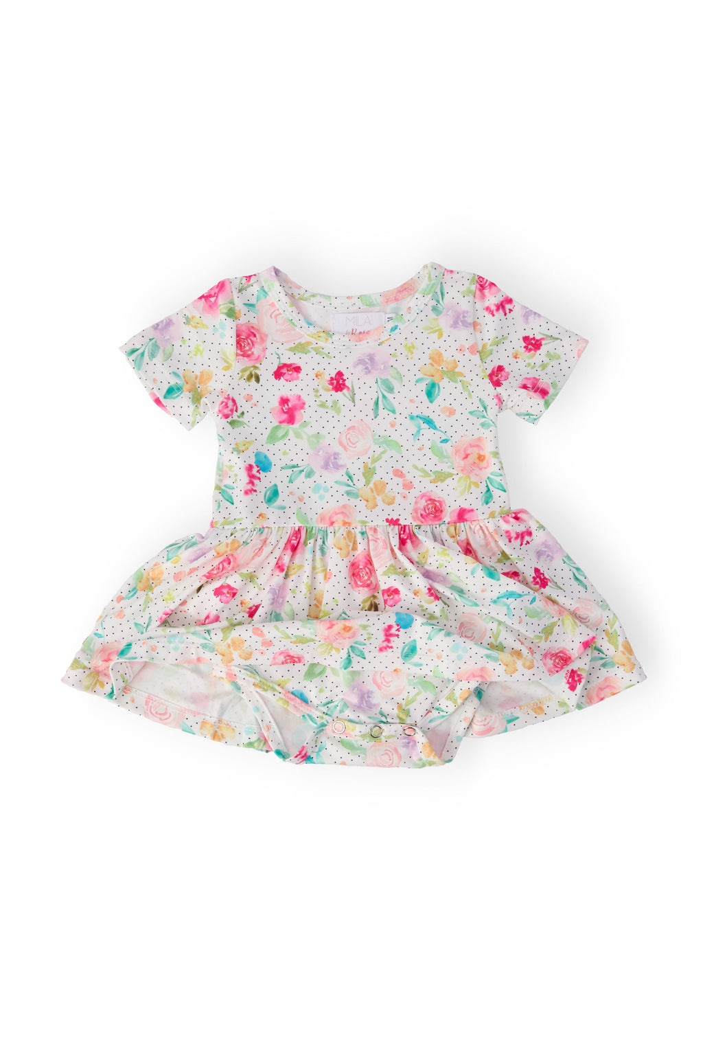 Mila & Rose ® Painted Posies S/S Twirl Bodysuit — detail close-up