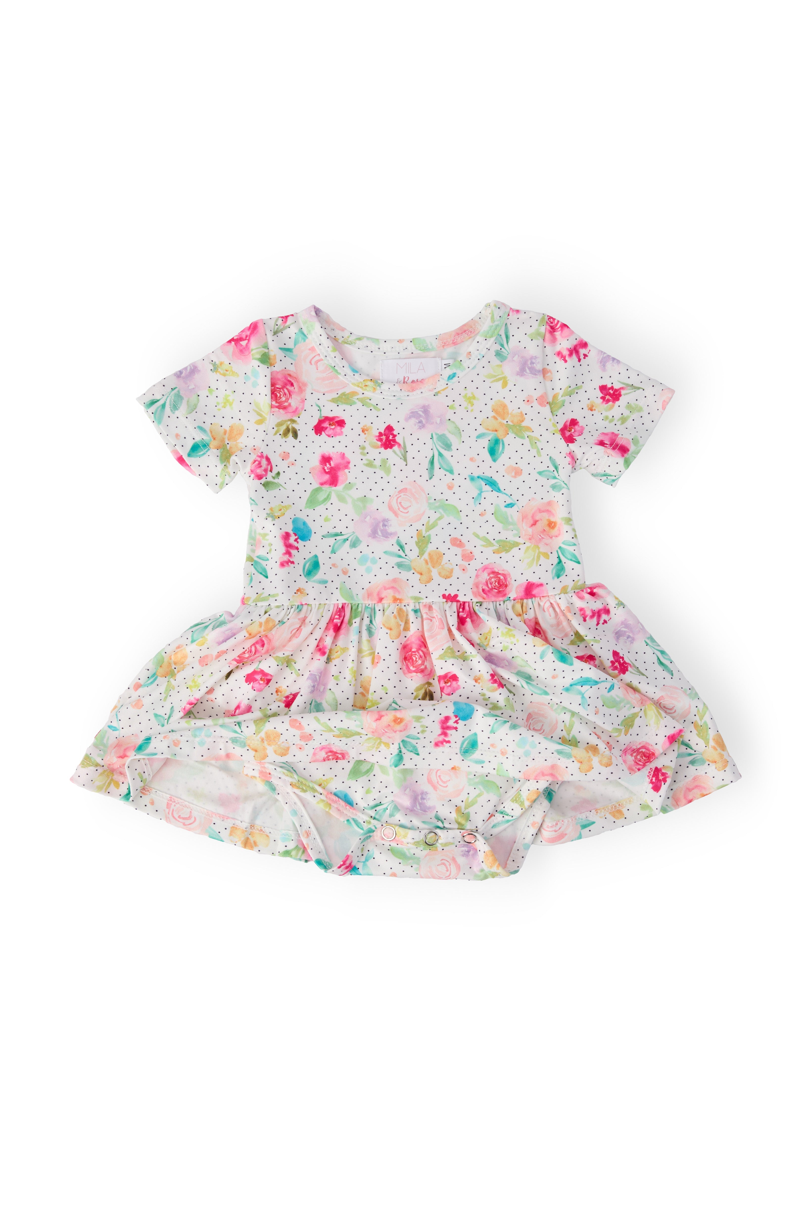 Mila & Rose ® Painted Posies S/S Twirl Bodysuit — detail close-up