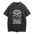 Papá Es Mi Favorito T-Shirt – Spanish Father's Day Vintage Washed Tee, Retro Lightweight Cotton Daughter Graphic Top, Sincere Family Streetwear