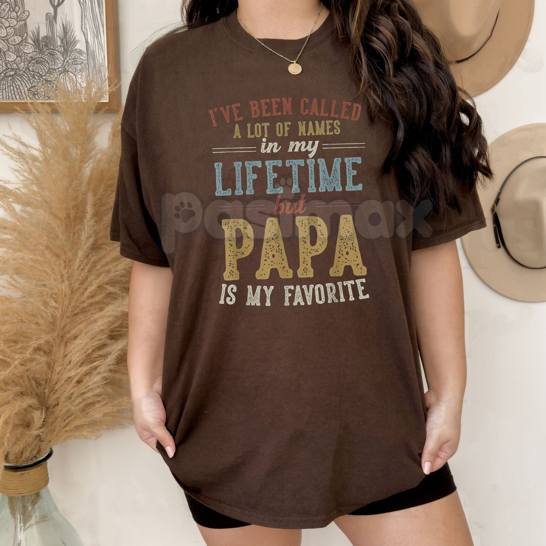 Pasimax "Papa Is My Favorite Name" Father's Day Papa T-Shirt - Heartfelt Grandfather Gift, Proud Papa Slogan Tee, Best Grandp