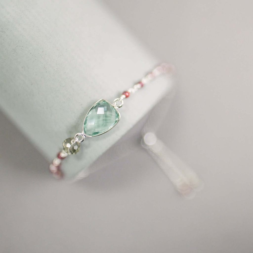 PARKEN JEWELRY Green Amethyst Gold Isla Bracelet — lifestyle worn / used context