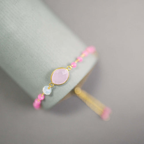 PARKEN JEWELRY Rose Quartz Bracelet Set — detail close-up