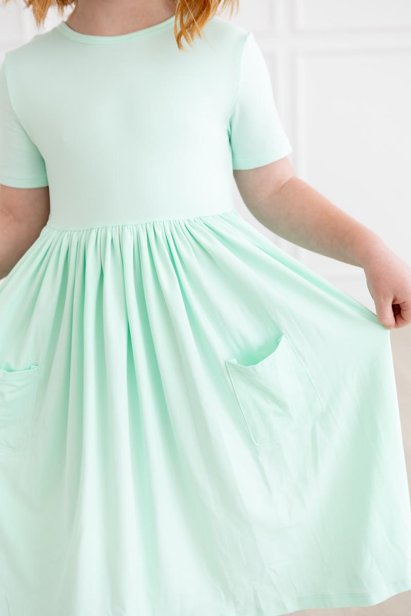 Mila & Rose ® Pastel Green S/S Pocket Twirl Dress — main product shot