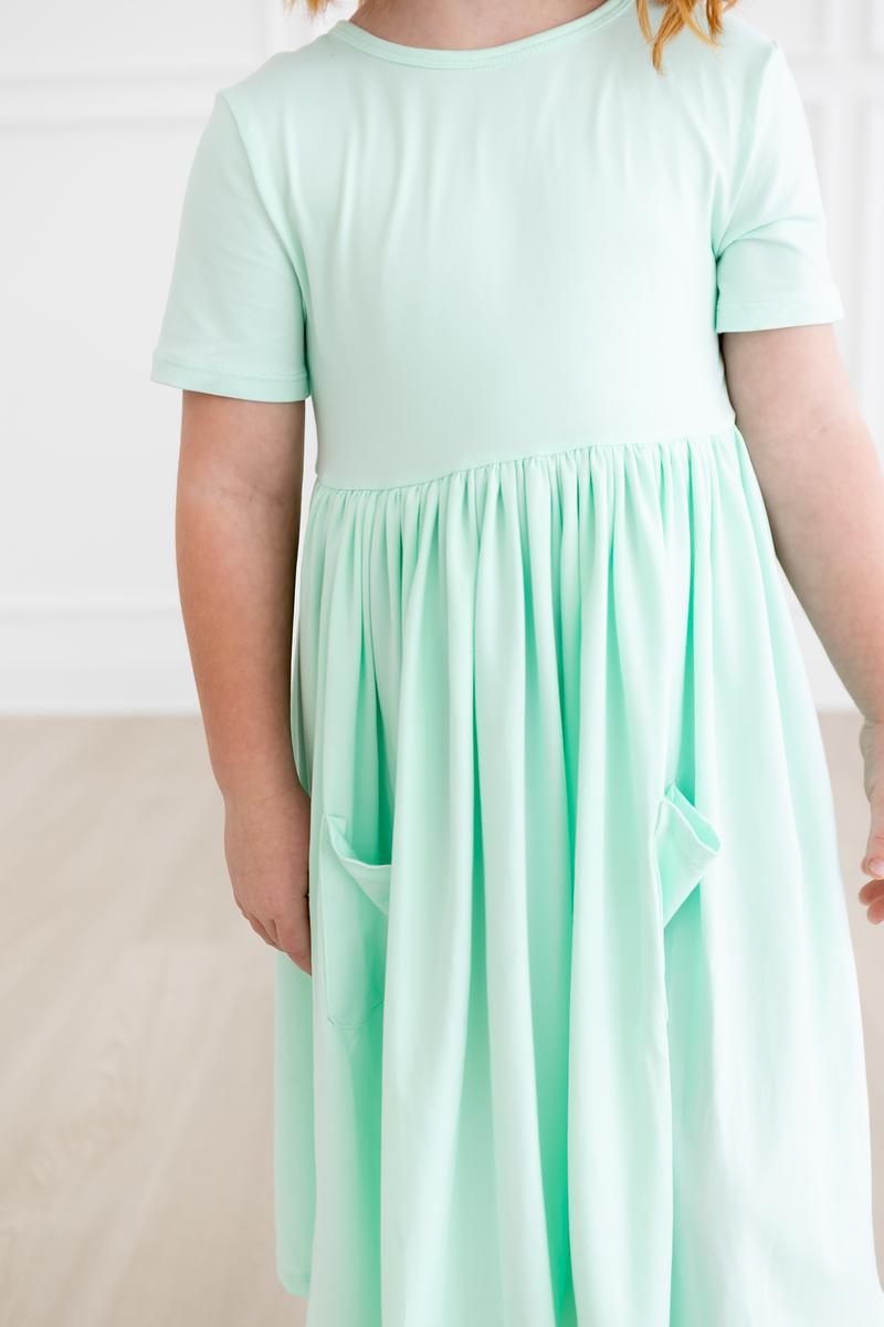 Mila & Rose ® Pastel Green S/S Pocket Twirl Dress — alternative angle
