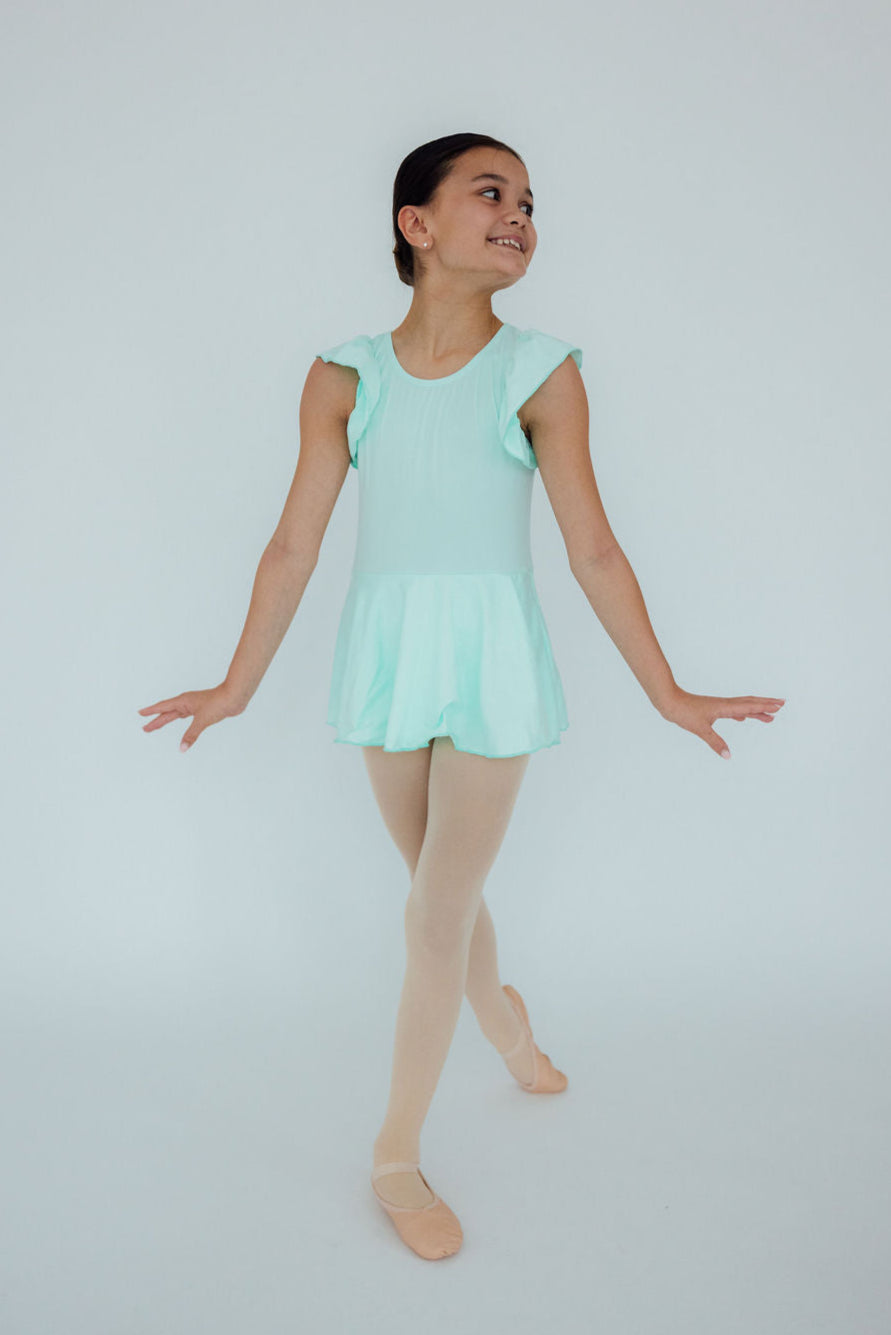 Mila & Rose ® Pastel Green S/S Twirl Leotard — detail close-up