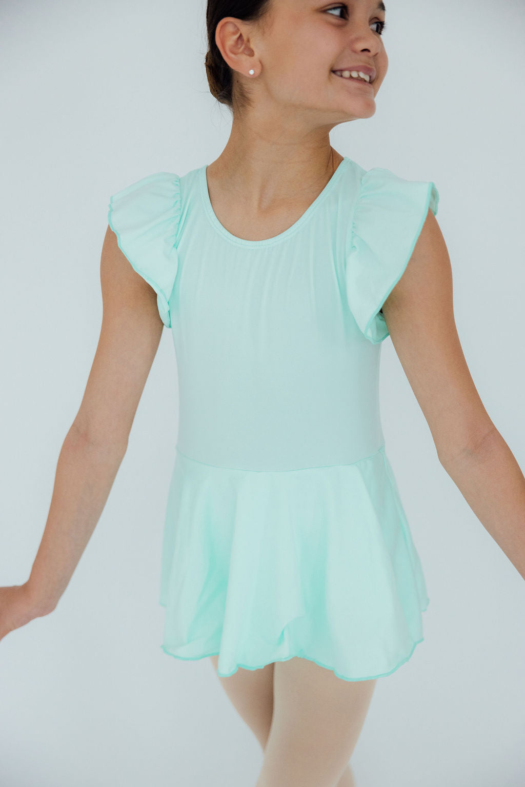 Mila & Rose ® Pastel Green S/S Twirl Leotard — side view