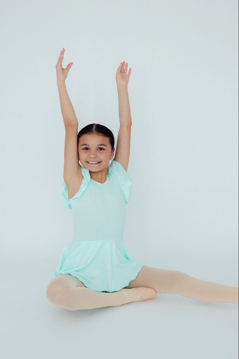 Mila & Rose ® Pastel Green S/S Twirl Leotard — back view