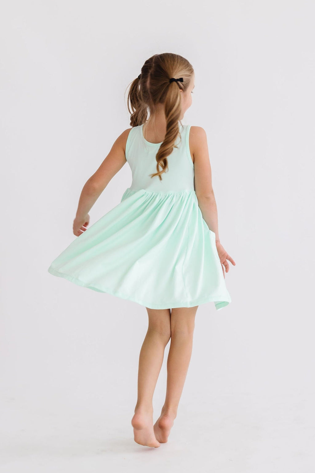 Mila & Rose ® Pastel Green Tank Pocket Twirl Dress — detail close-up