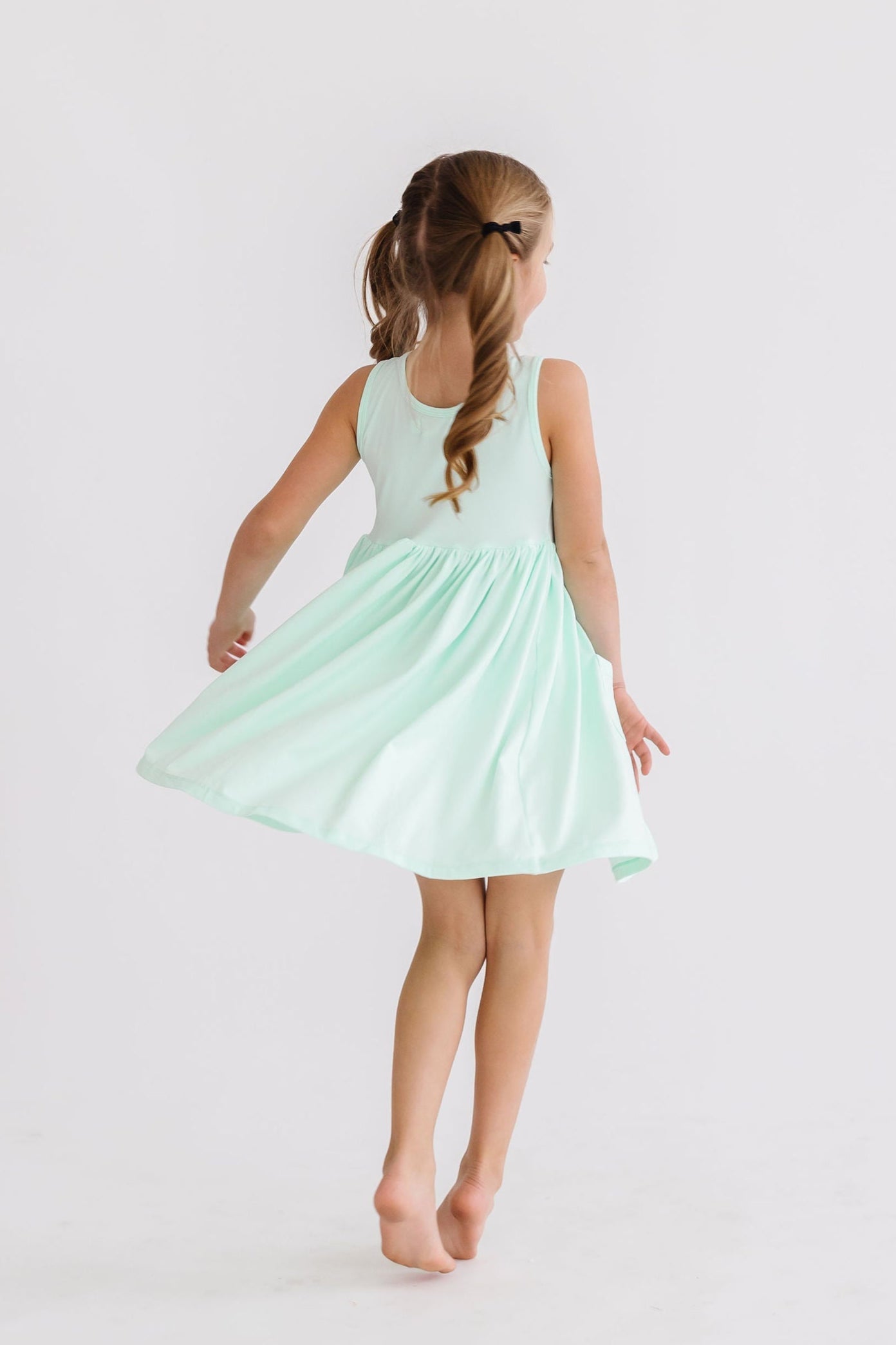 Mila & Rose ® Pastel Green Tank Pocket Twirl Dress — detail close-up