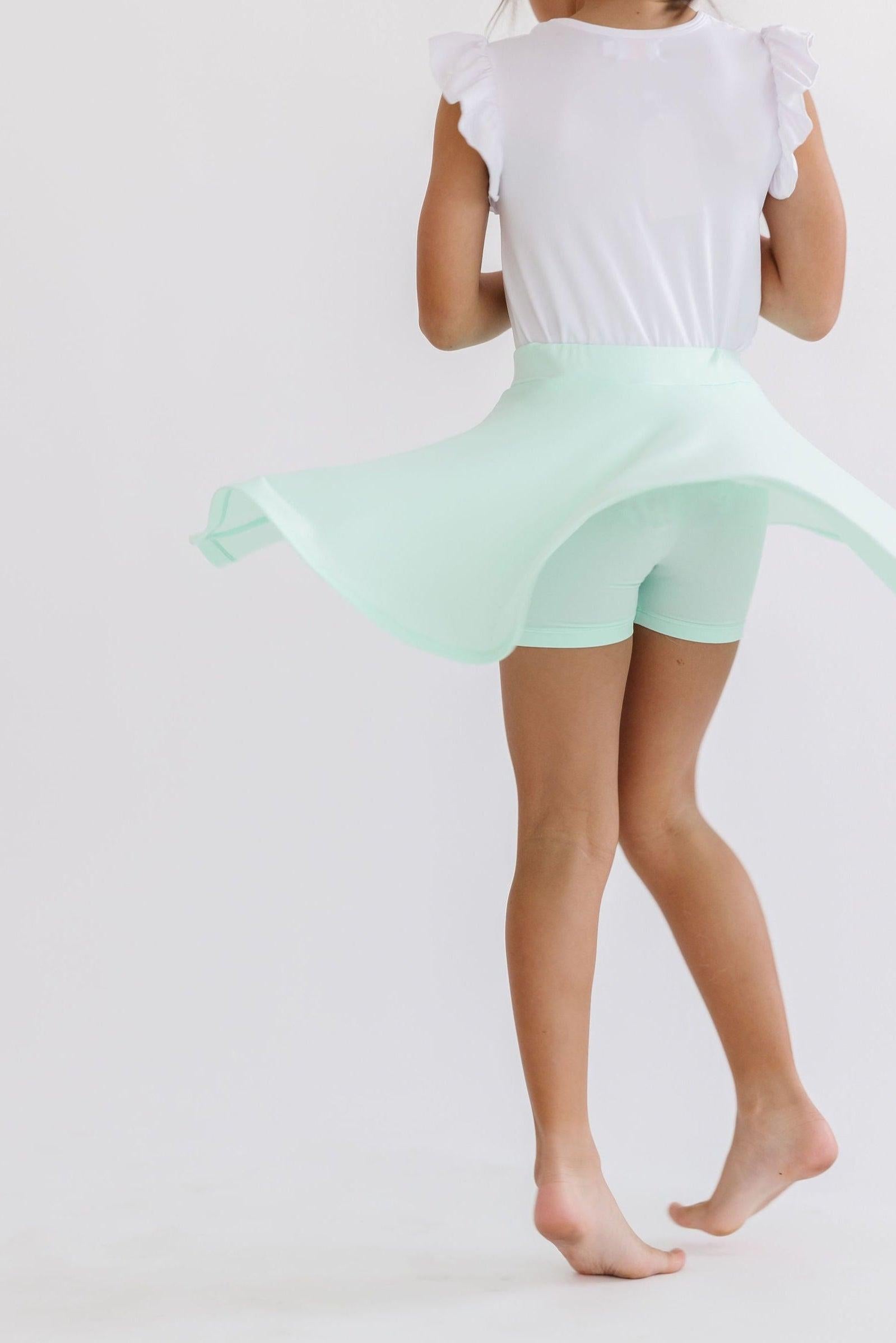 Mila & Rose ® Pastel Green Twirl Skort — detail close-up