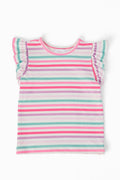 Mila & Rose ® Pastel Stripes S/S Ruffle Tee — main product shot