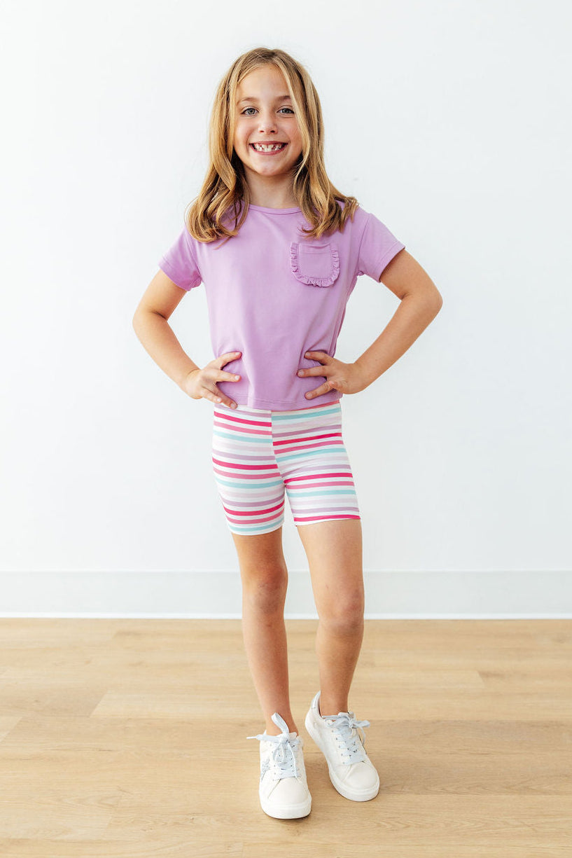 Mila & Rose ® Pastel Stripes Twirl Shorts — side view